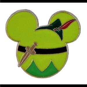 Disney Pin 86555 Mickey Mouse Icon Peter Pan ears head hat feather sword